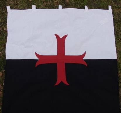 Fahne der Tempelritter, Weiß/Schwarz mit rotem Kreuz - 120x80