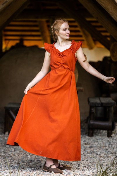 Bodenlanges Kleid "Clara" mit Schulterrüsche