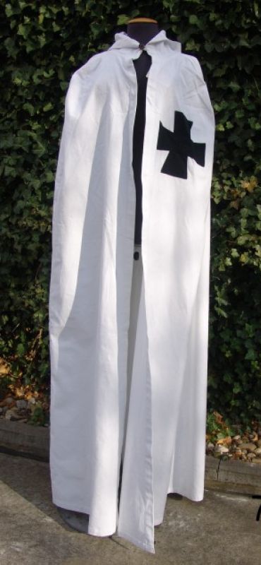 Umhang der Tempelritter "Baldwin" (Weiß mit schwarzem Kreuz)