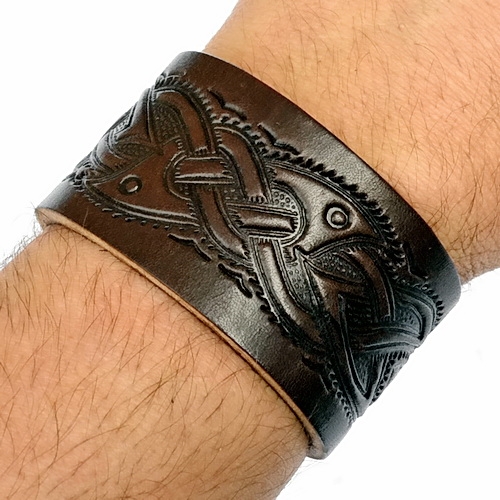 Lederarmband Keltische Knoten Armband Leder braun geprägt verstellbar Breite4cm 