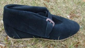 Schnallenschuhe aus Veloursleder mit Ledersohle (Schwarz, 38)