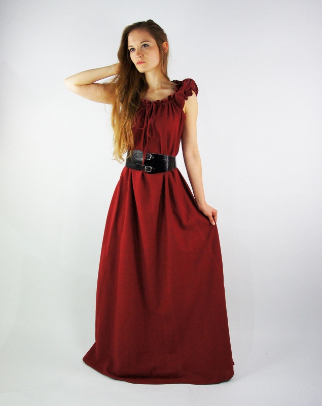 Kleid "Clara" mit Schulterrüschen, bodenlang