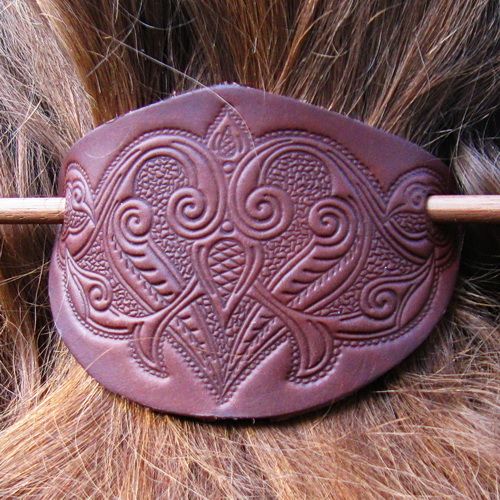 Geprägte Haarspange "Mittelalter" (Fächer) mit Stift