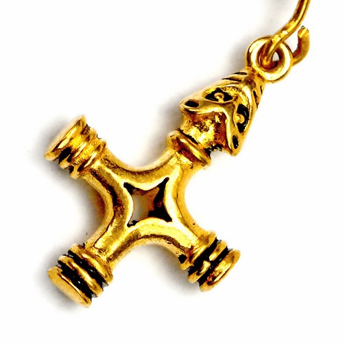 Ohrring "Wikinger Wolfskreuz", Bronze, Paar