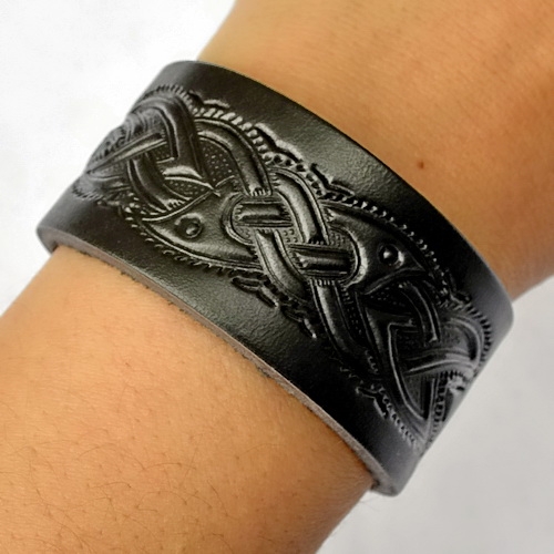 Leder-Armband in 3 cm Breite - geprägt keltischer Knoten